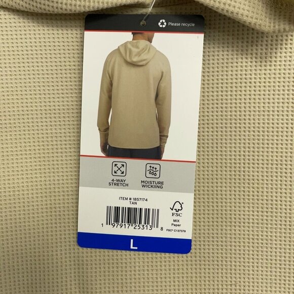 NEW Quiksilver Men's L Tan Waffle Hooded Pullover Sweatshirt Stretch - Picture 8 of 10